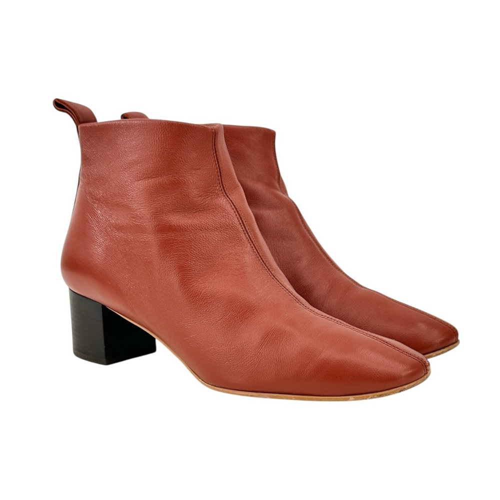 EVERLANE The Day Boot - Red Brown Leather Ankle 1.75" Boots Booties